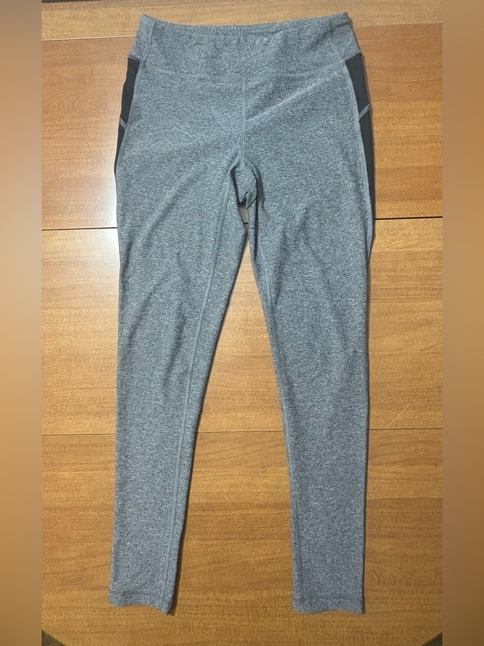 Gray Active Leggings with sheer Side Panels